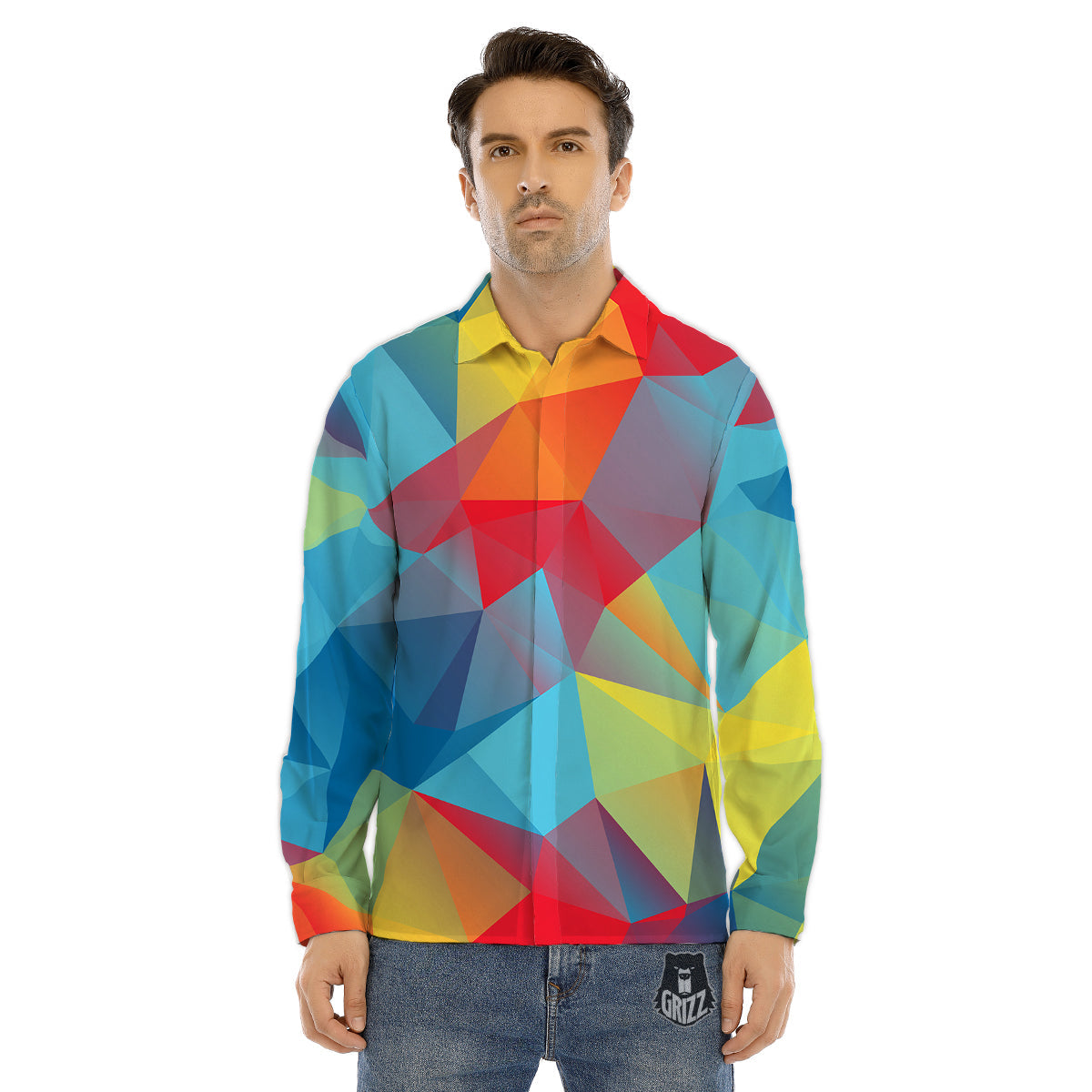 Abstract Colorful Autism Awareness Print Men's Dress Shirts-grizzshop