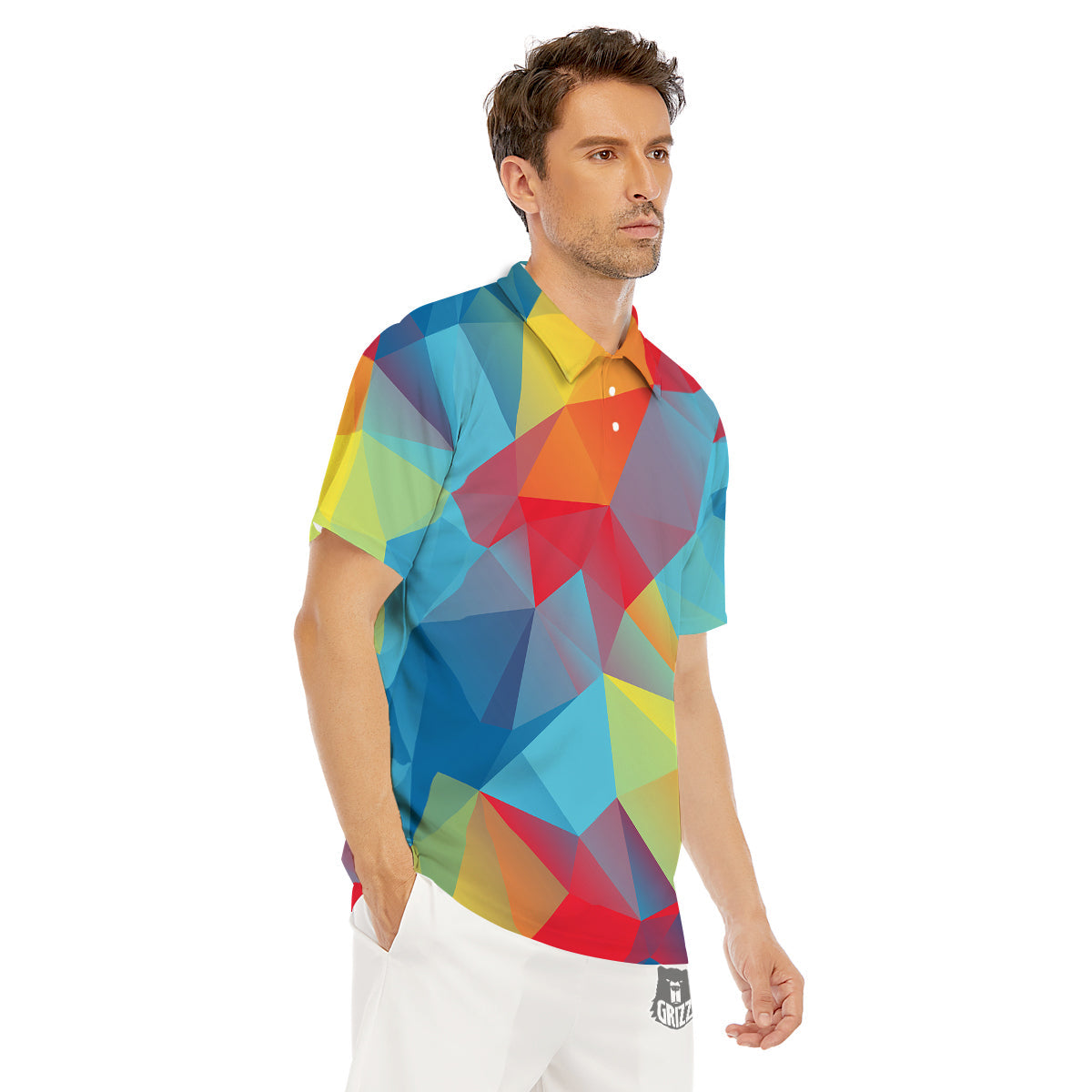 Abstract Colorful Autism Awareness Print Men's Golf Shirts-grizzshop
