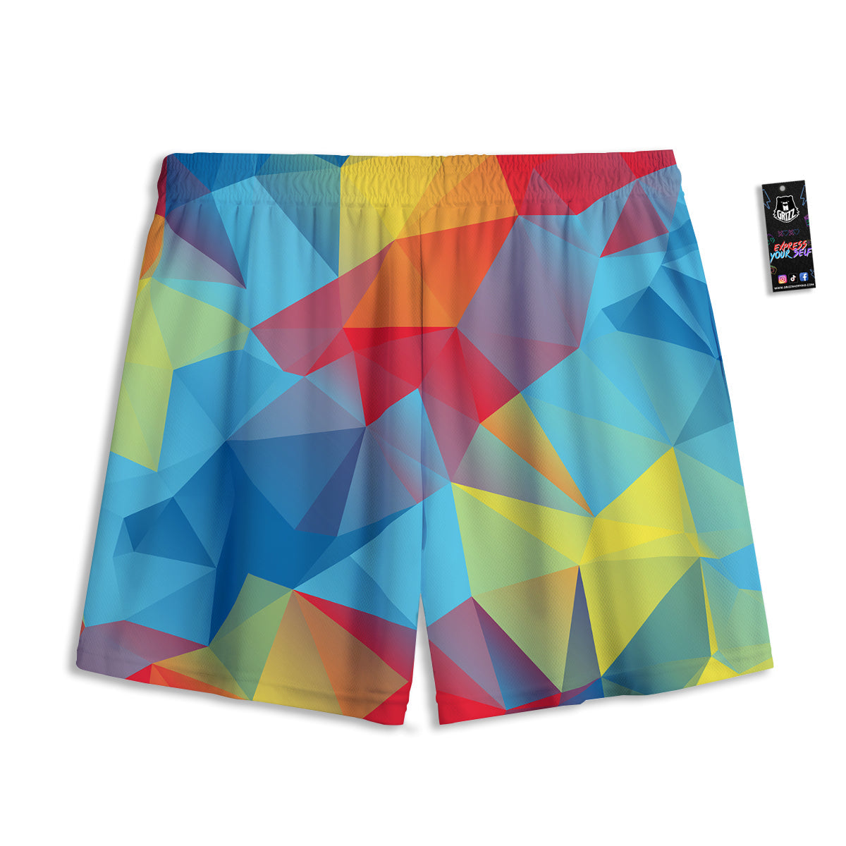Alien Grey Striped Print Pattern Mesh Shorts