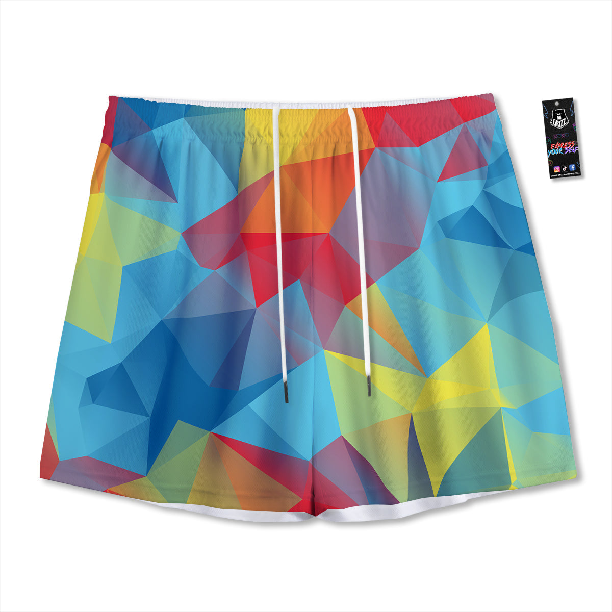 Alien Grey Striped Print Pattern Mesh Shorts