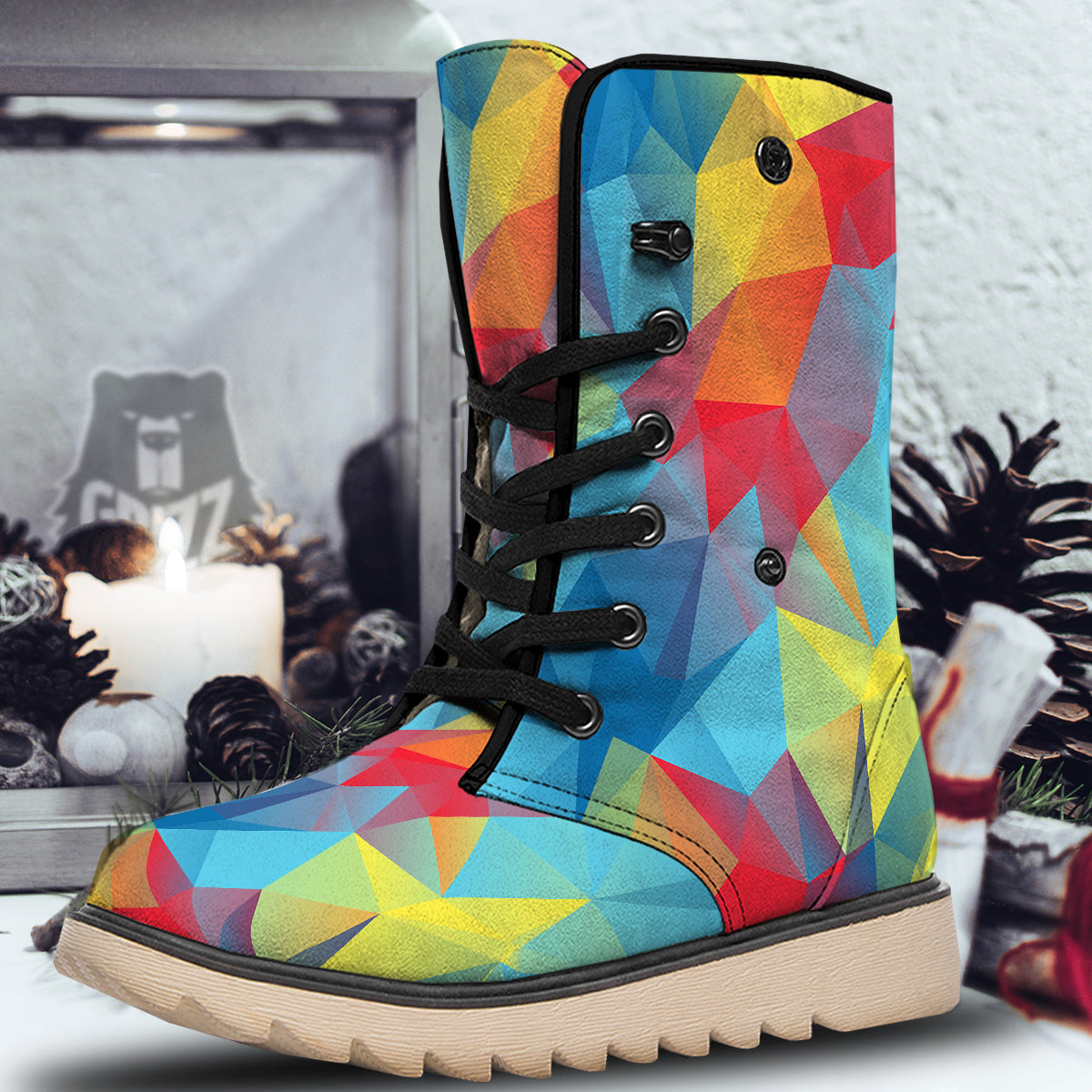 Abstract Colorful Autism Awareness Print Snow Boots-grizzshop