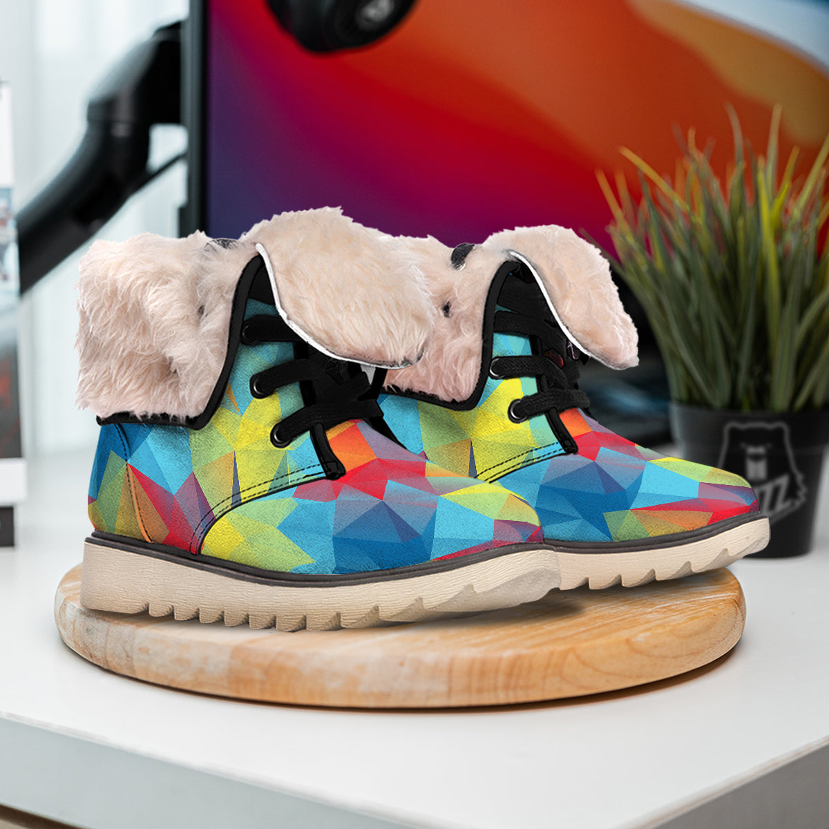 Abstract Colorful Autism Awareness Print Snow Boots-grizzshop