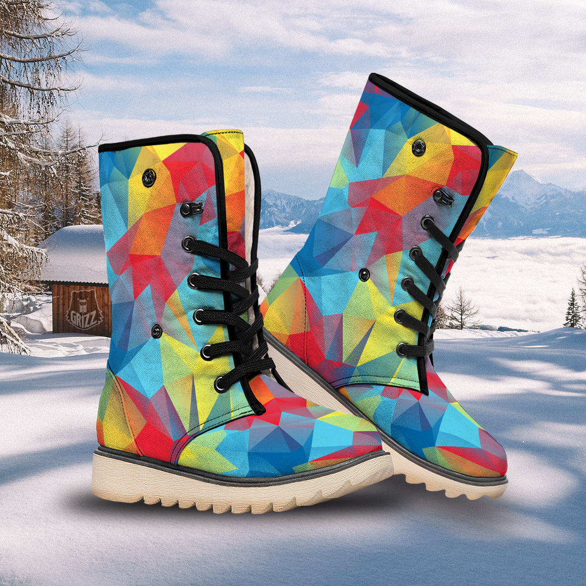 Abstract Colorful Autism Awareness Print Snow Boots-grizzshop