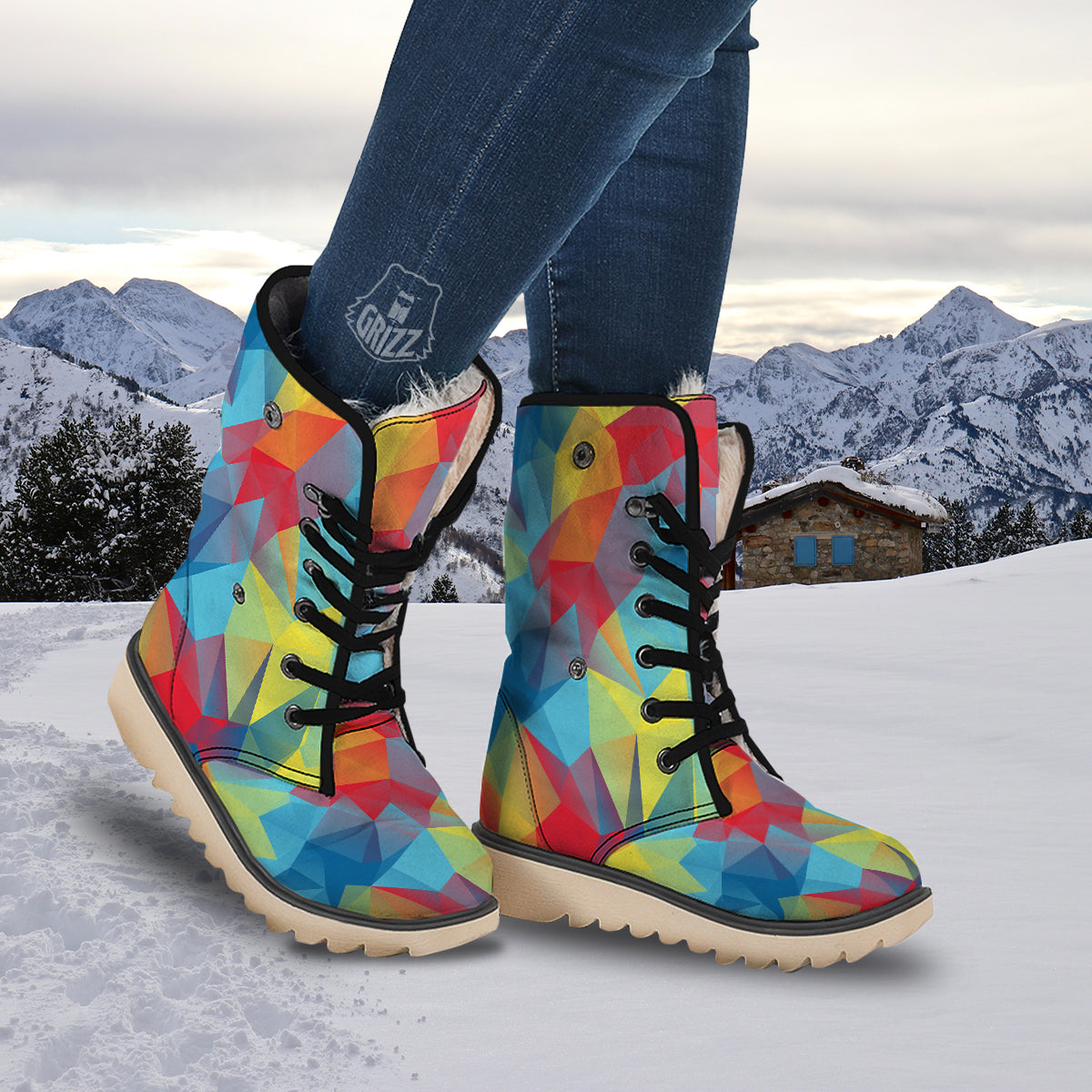 Abstract Colorful Autism Awareness Print Snow Boots-grizzshop