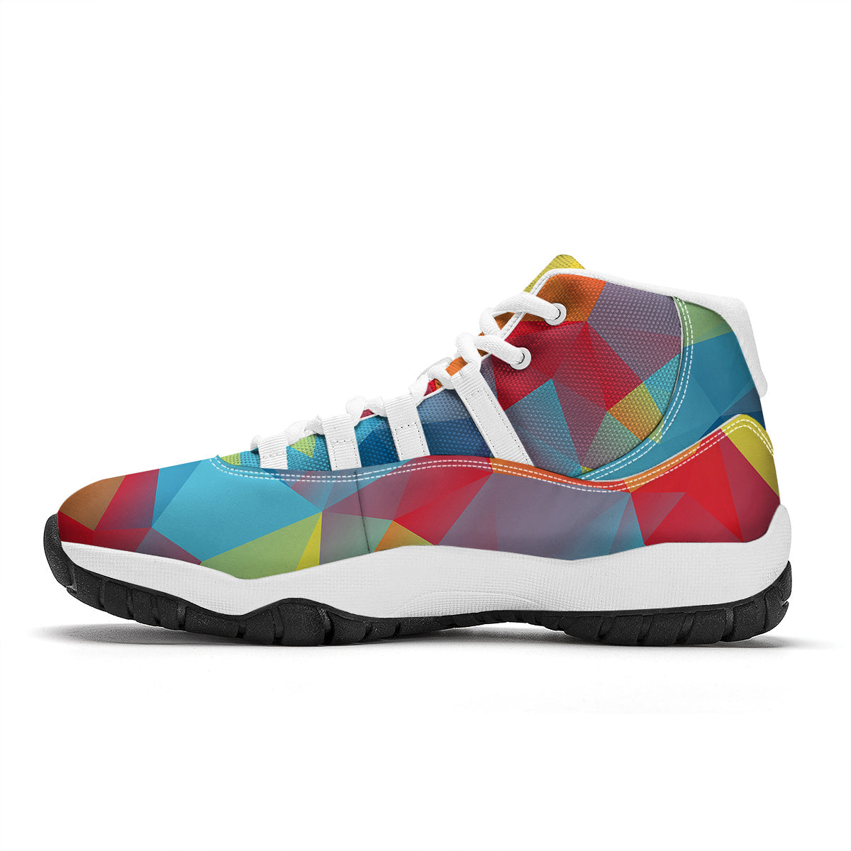 Abstract Colorful Autism Awareness Print White Bball Shoes-grizzshop