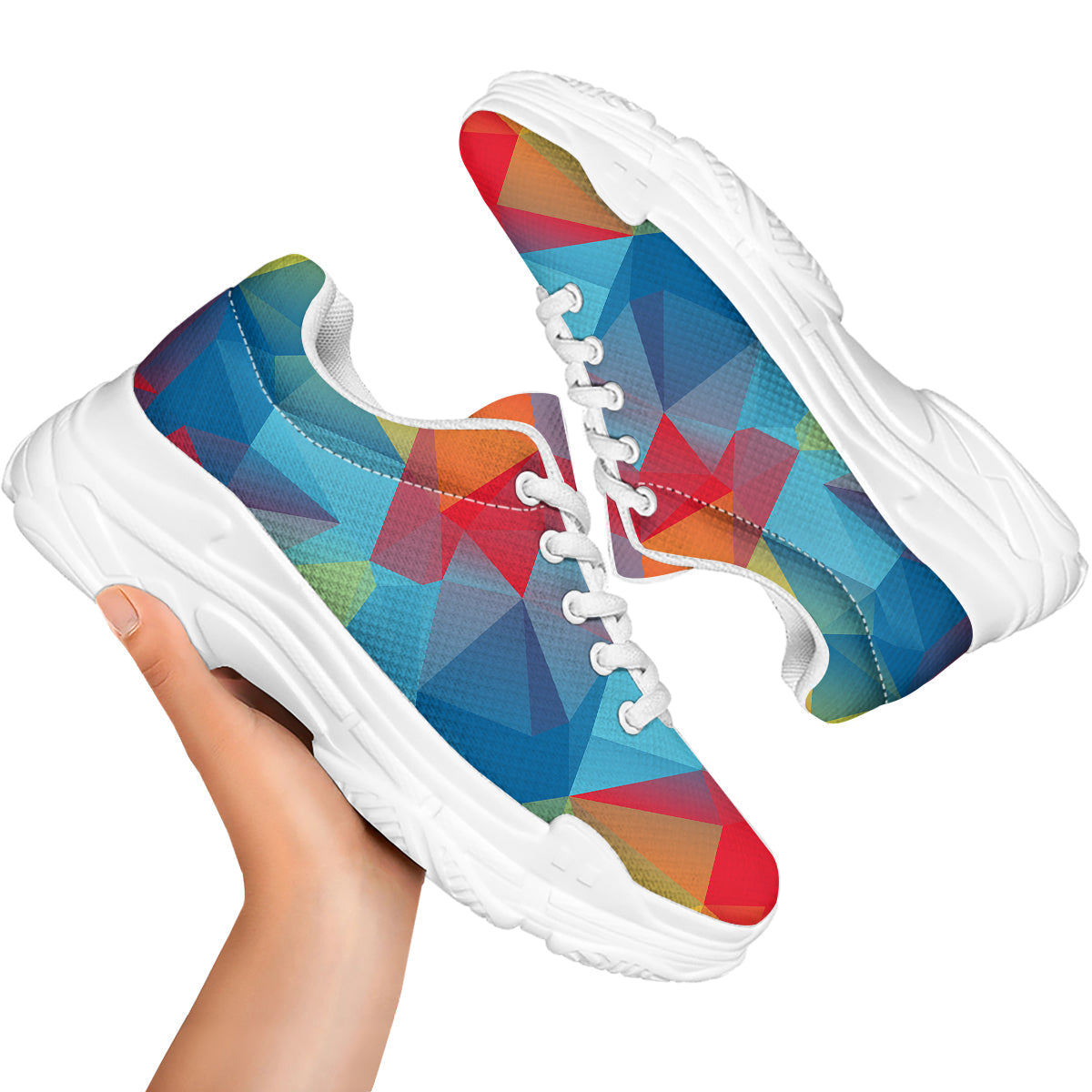 Abstract Colorful Autism Awareness Print White Chunky Shoes-grizzshop