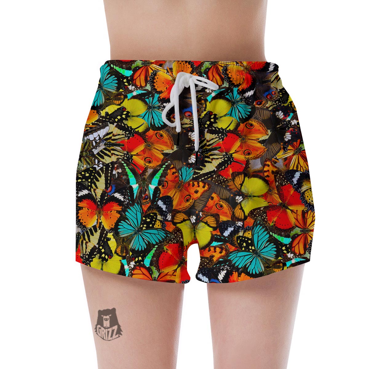 Abstract Colorful Butterfly Print Women's Shorts-grizzshop