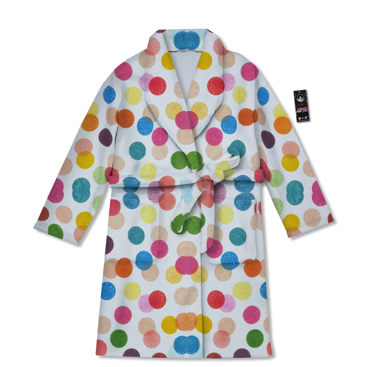 Abstract Colorful Polka Dots Print Pattern Bathrobe-grizzshop
