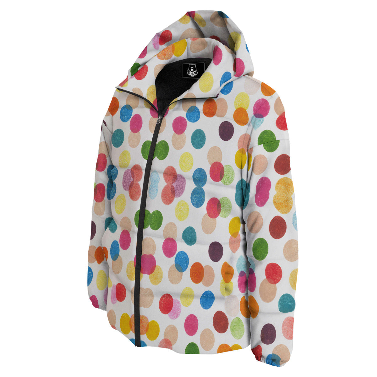 Abstract Colorful Polka Dots Print Pattern Down Jacket-grizzshop