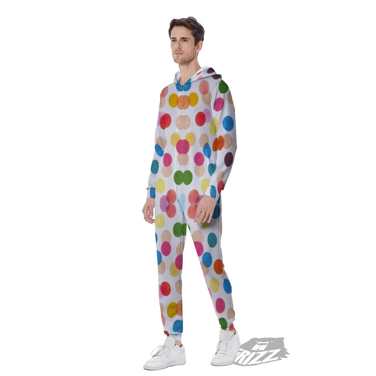 Abstract Colorful Polka Dots Print Pattern Men's Jumpsuit-grizzshop