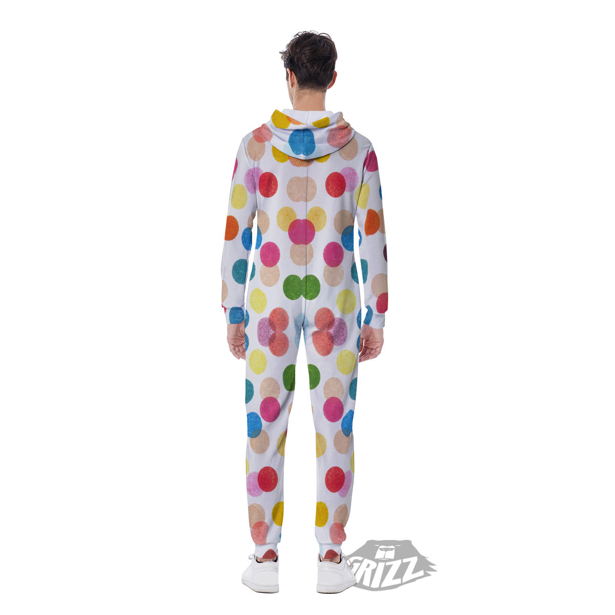 Abstract Colorful Polka Dots Print Pattern Men's Jumpsuit-grizzshop