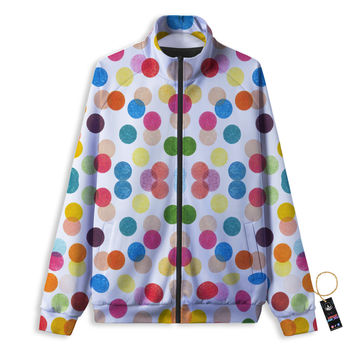 Abstract Colorful Polka Dots Print Pattern Track Jacket-grizzshop
