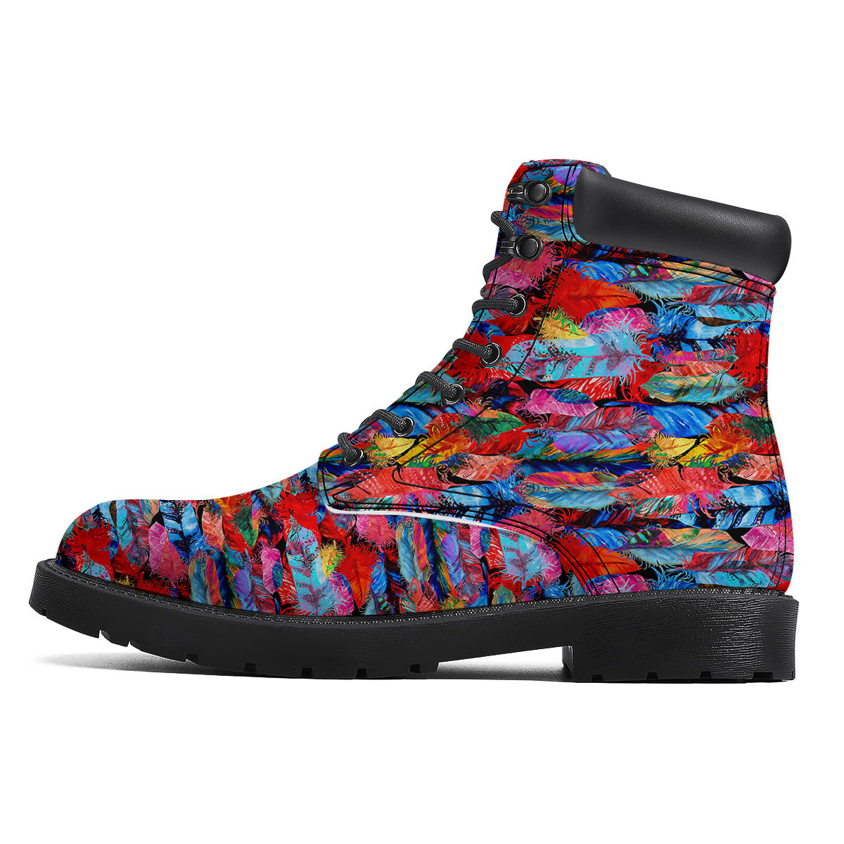Abstract Feather Watercolor Boho Print Pattern Boots-grizzshop