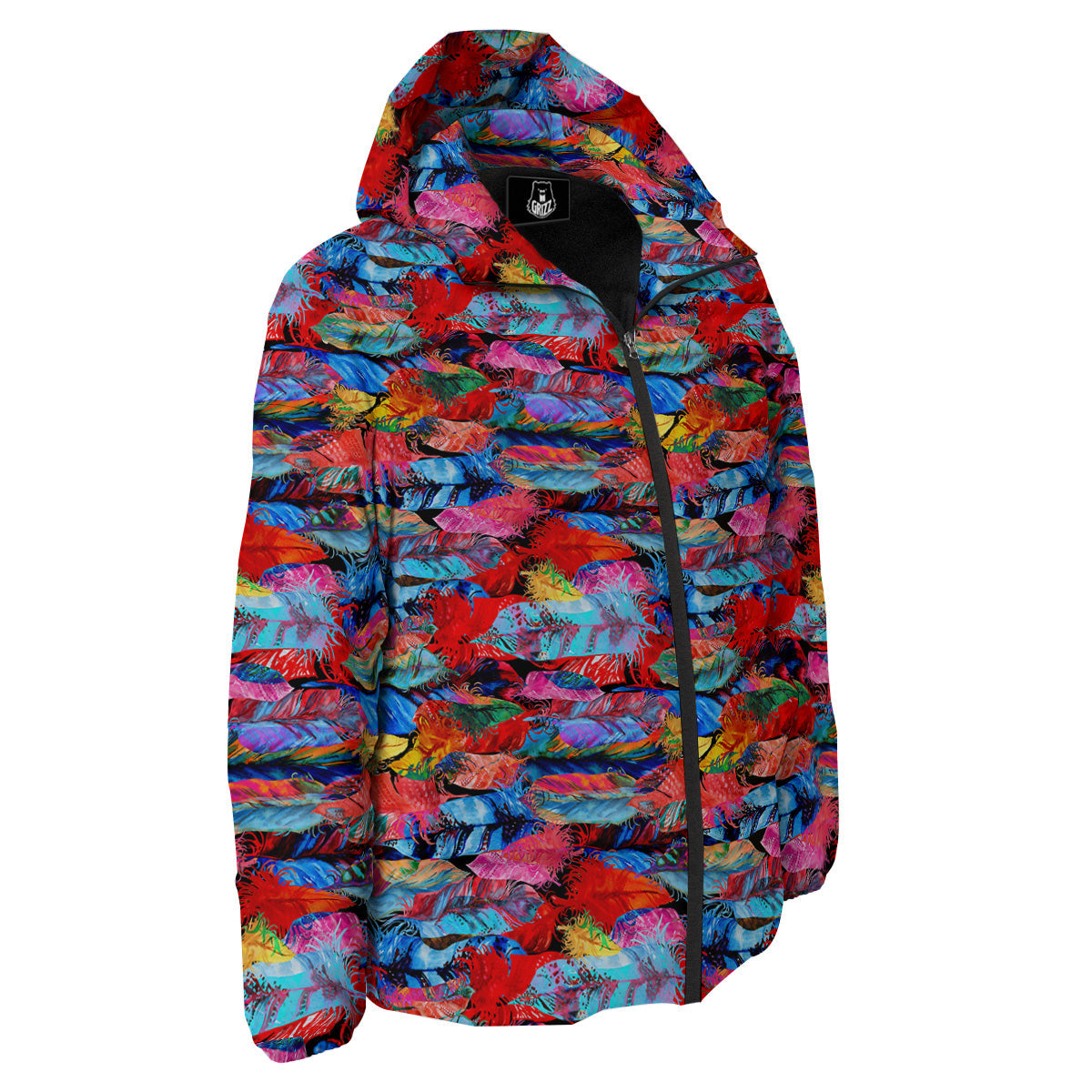 Abstract Feather Watercolor Boho Print Pattern Down Jacket-grizzshop