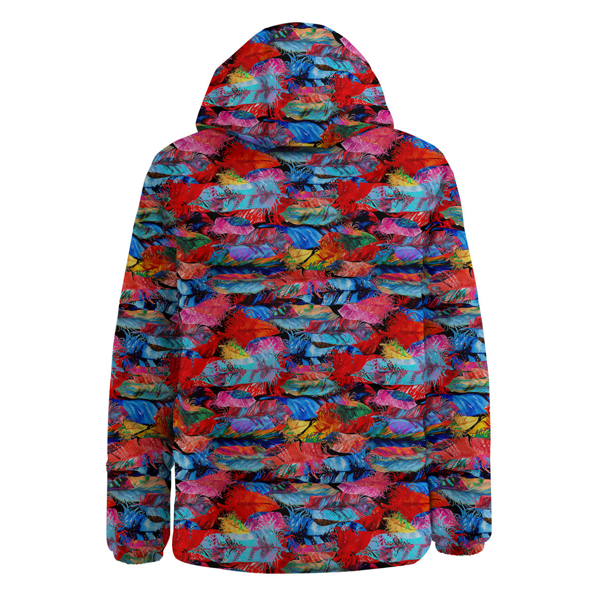 Abstract Feather Watercolor Boho Print Pattern Down Jacket-grizzshop