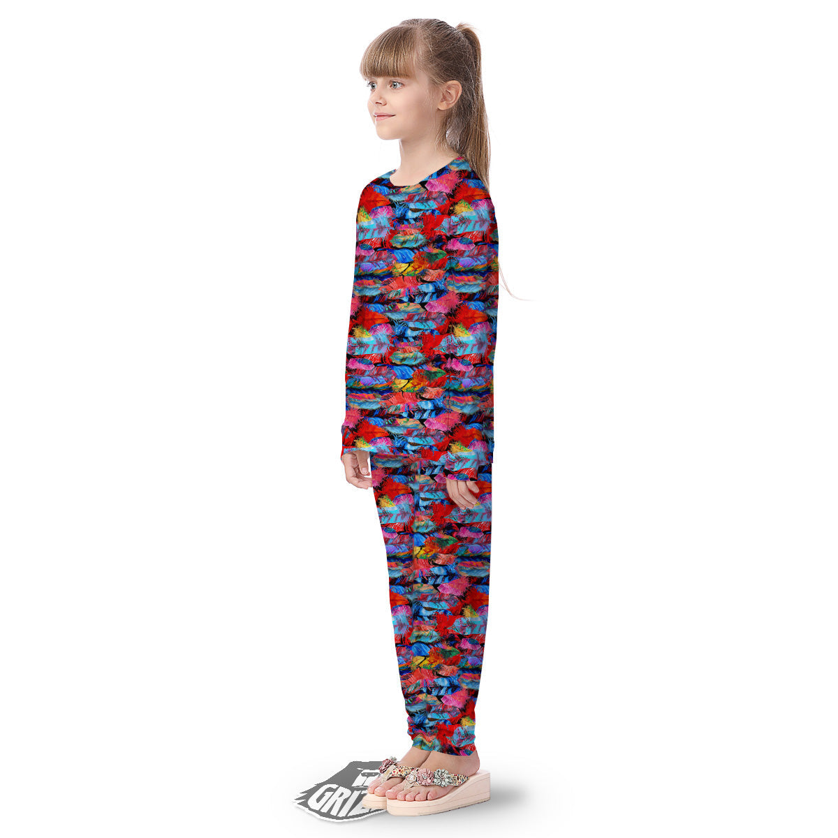 Abstract Feather Watercolor Boho Print Pattern Kid's Pajamas-grizzshop