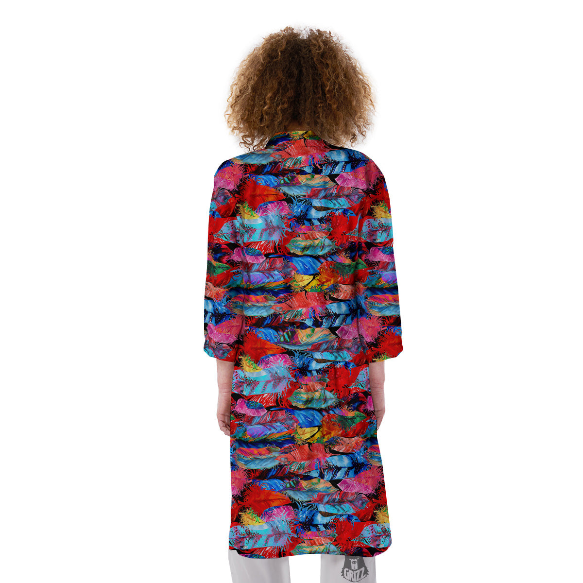 Abstract Feather Watercolor Boho Print Pattern Kimono-grizzshop
