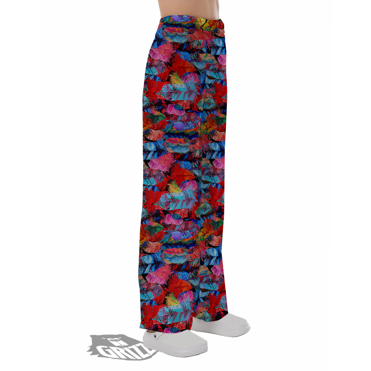 Abstract Feather Watercolor Boho Print Pattern Pajama Pants-grizzshop