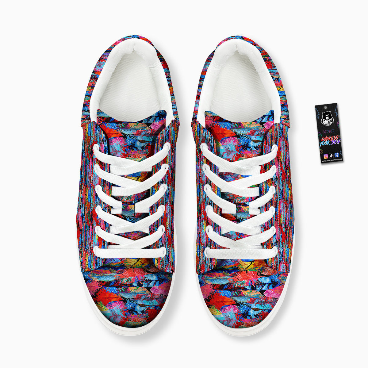 Abstract Feather Watercolor Boho Print Pattern Platform Shoes-grizzshop