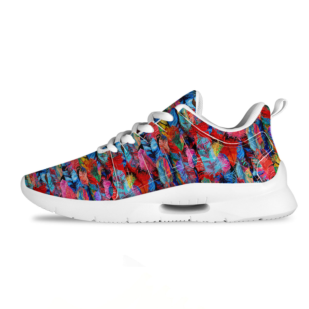 Abstract Feather Watercolor Boho Print Pattern Tennis Shoes-grizzshop