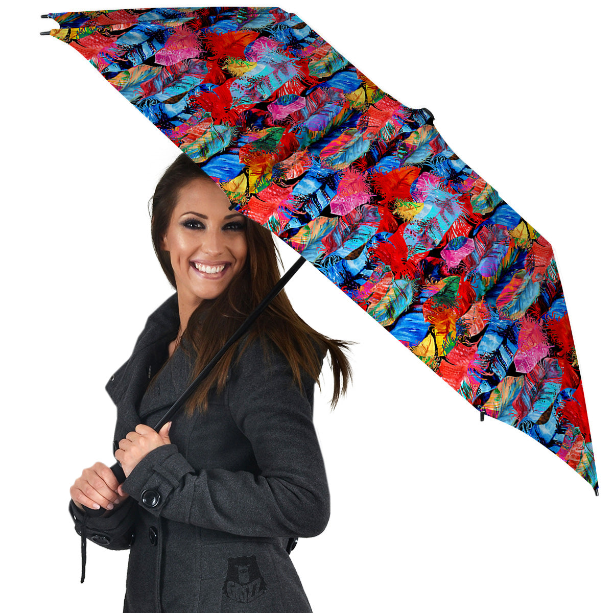 Abstract Feather Watercolor Boho Print Pattern Umbrella-grizzshop