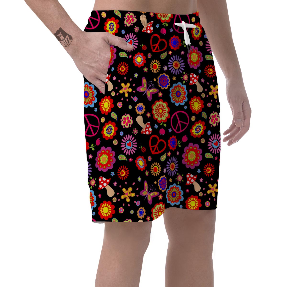 Abstract Flower Hippie Men's Shorts-grizzshop