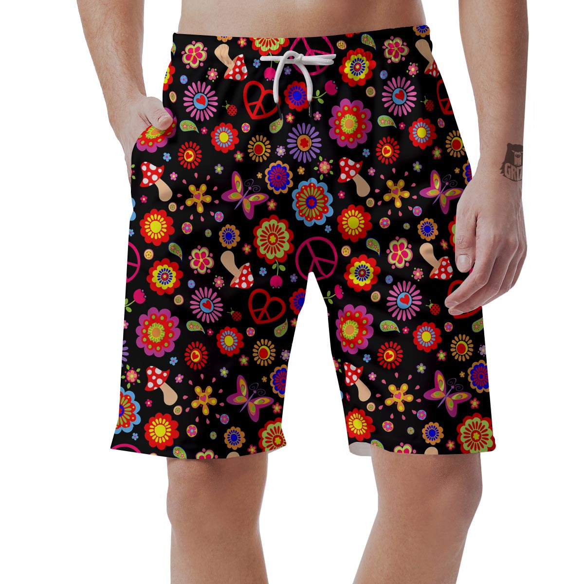 Abstract Flower Hippie Men's Shorts-grizzshop