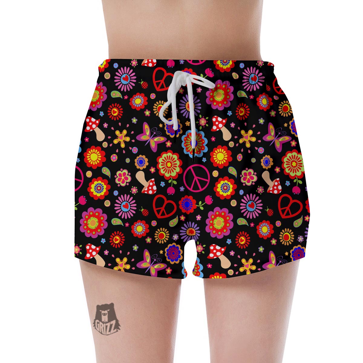 Abstract Flower Hippie Women's Shorts-grizzshop
