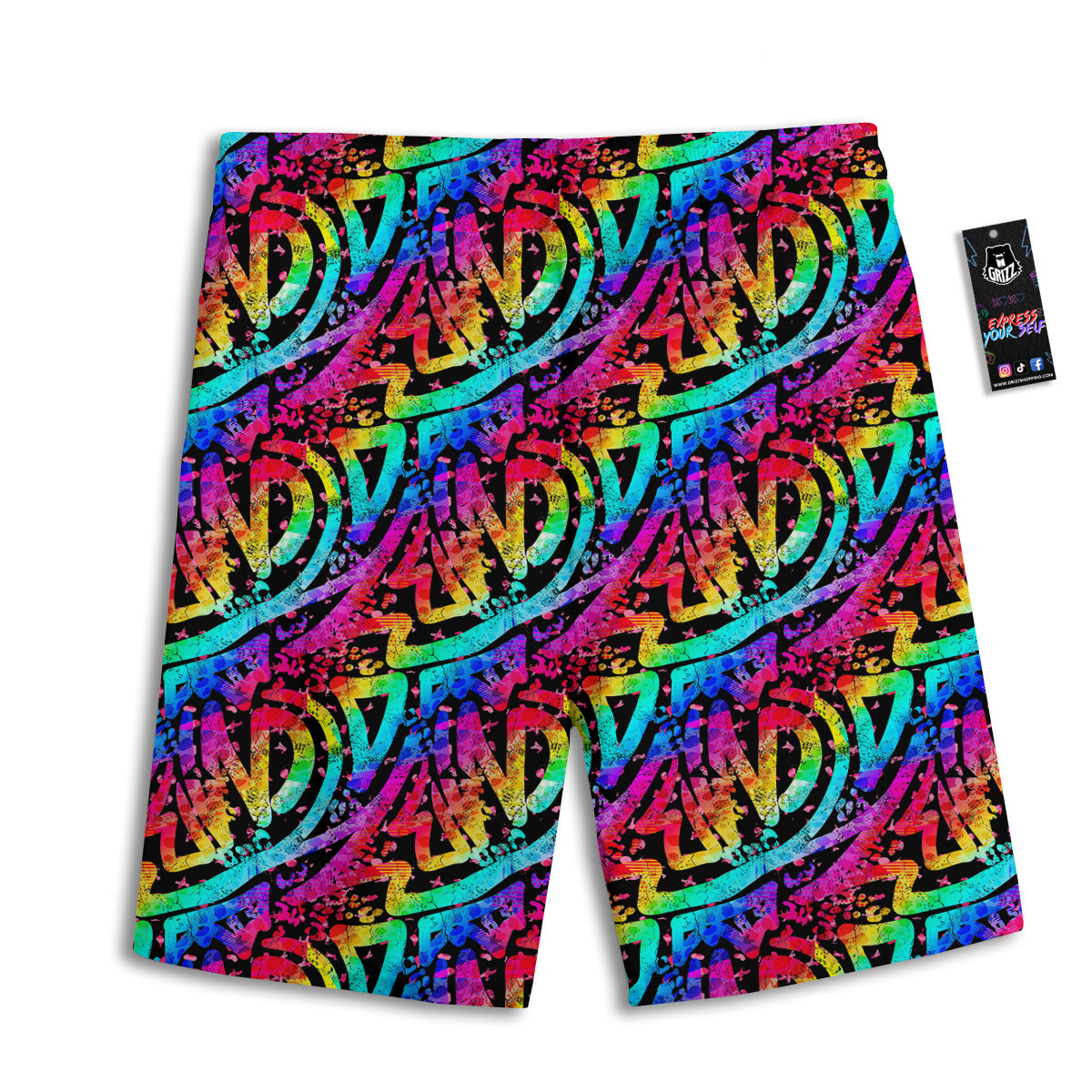 Abstract Graffiti Colorful Paint Print Pattern Men's Athletic Shorts