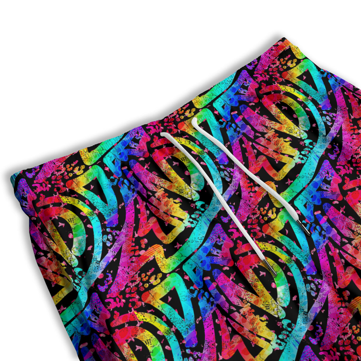 Abstract Graffiti Colorful Paint Print Pattern Men's Athletic Shorts