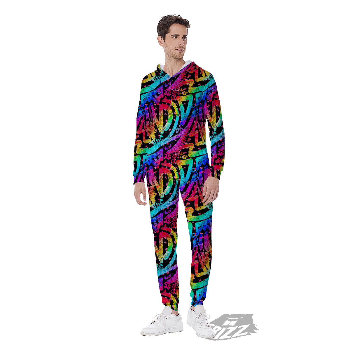 Abstract Graffiti Colorful Paint Print Pattern Men's Jumpsuit-grizzshop