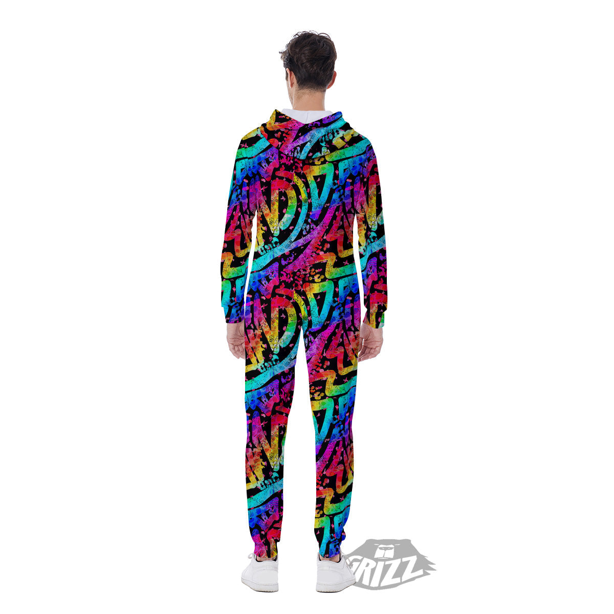 Abstract Graffiti Colorful Paint Print Pattern Men's Jumpsuit-grizzshop