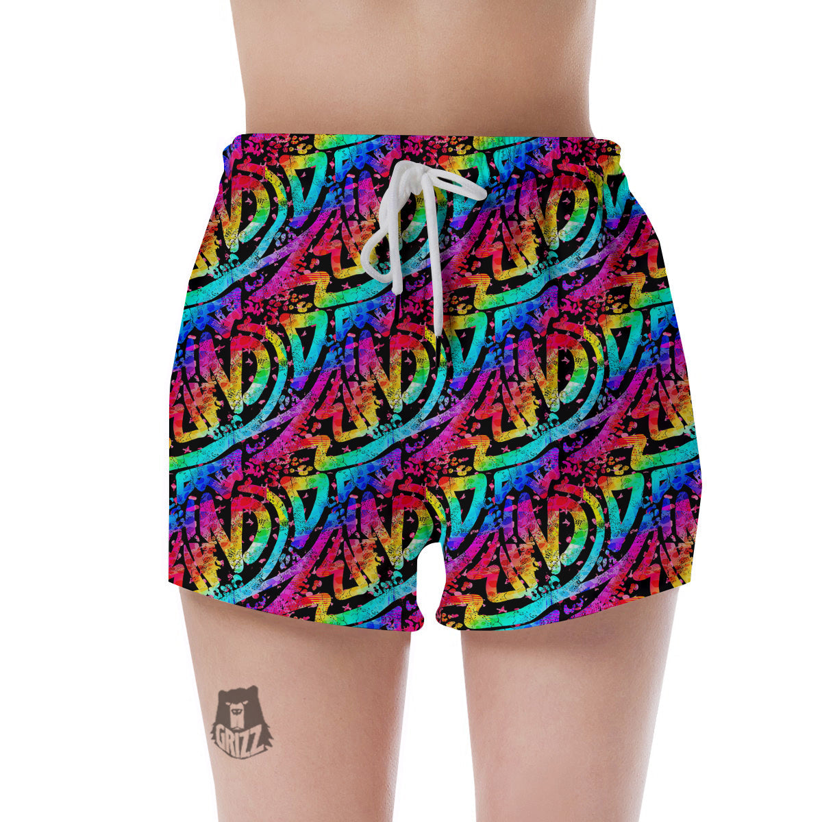Abstract Graffiti Colorful Paint Print Pattern Women's Shorts-grizzshop