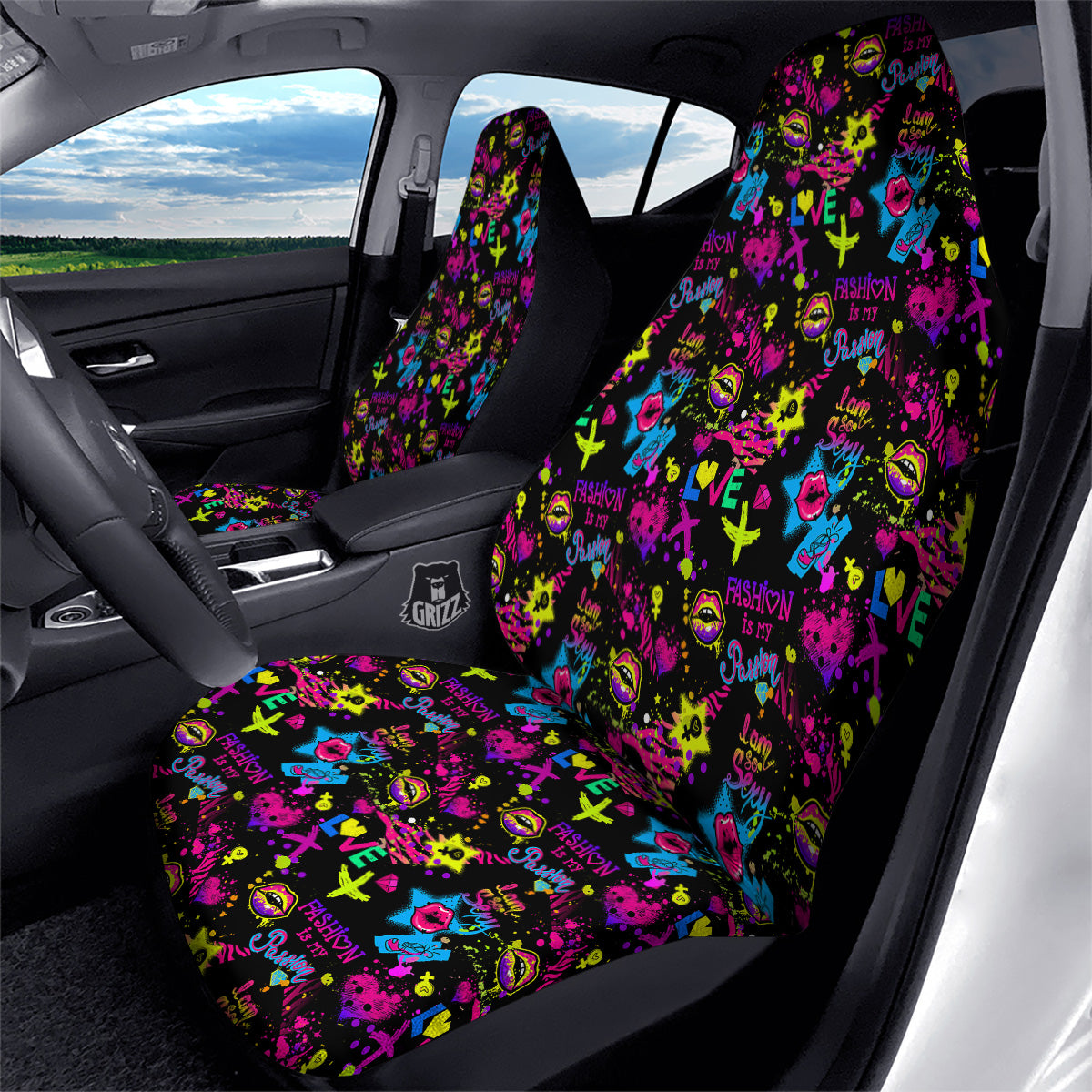 Abstract Graffiti Girlish Spray Paint Print Pattern Car Seat Covers-grizzshop