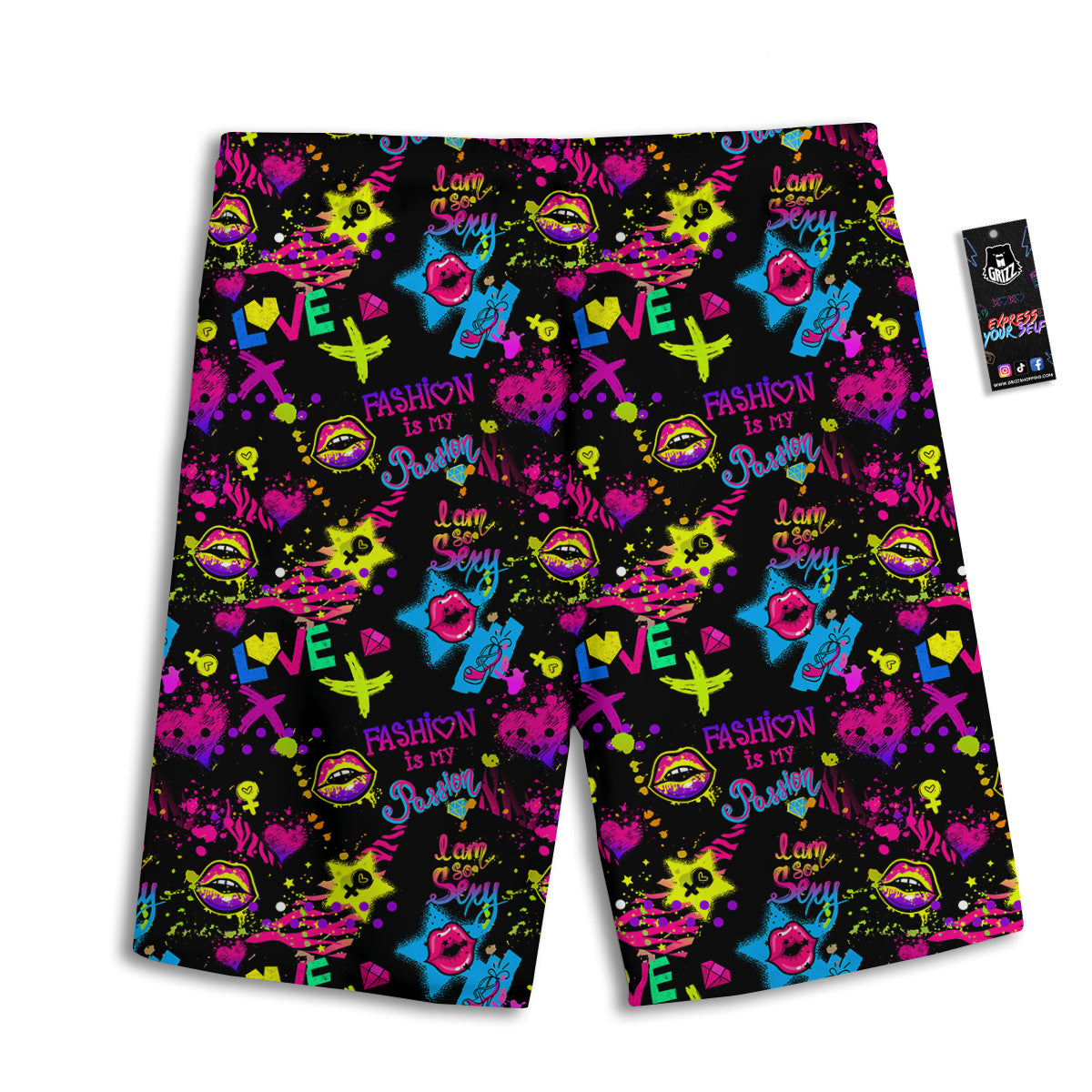 Abstract Graffiti Girlish Spray Paint Print Pattern Men's Athletic Shorts