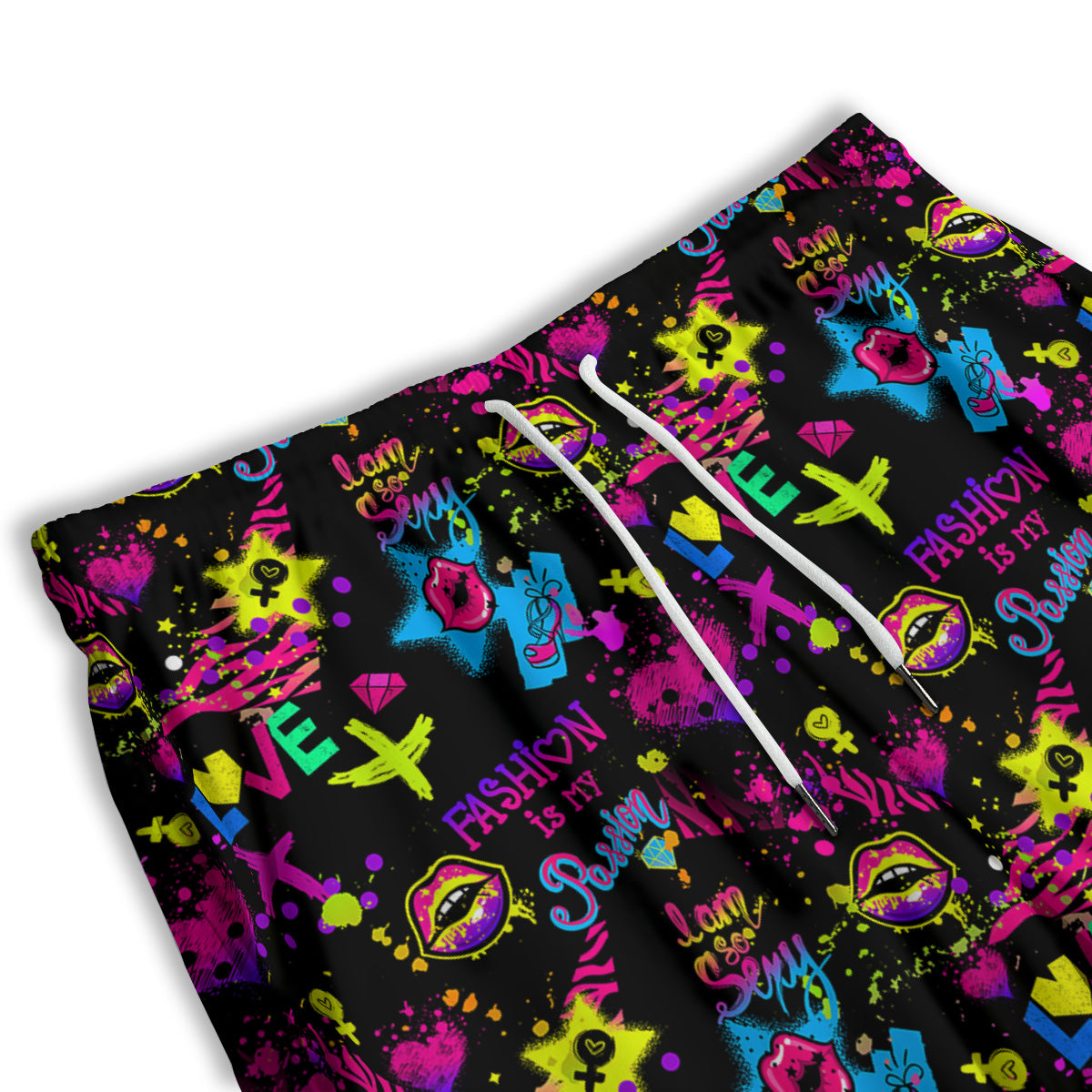 Abstract Graffiti Girlish Spray Paint Print Pattern Men's Athletic Shorts