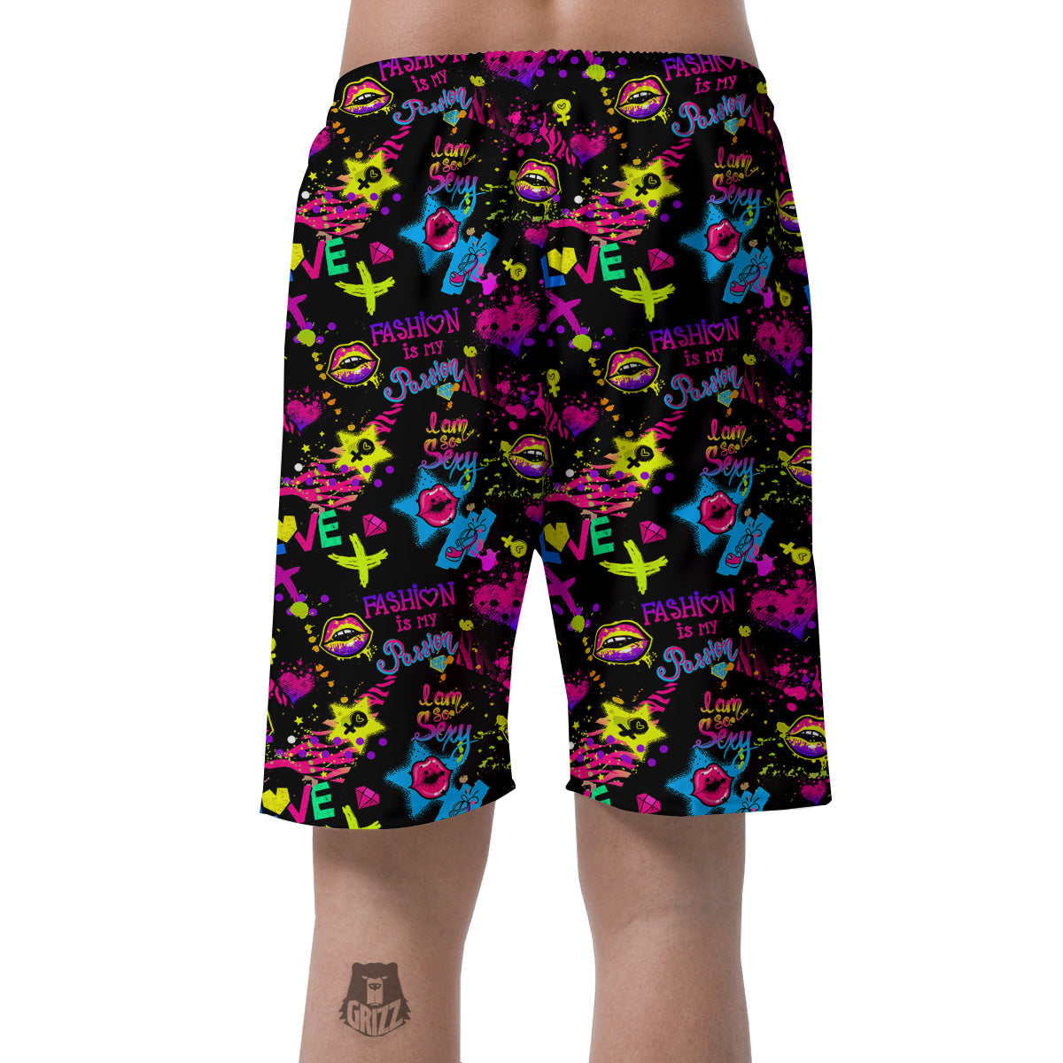 Abstract Graffiti Girlish Spray Paint Print Pattern Men's Shorts-grizzshop