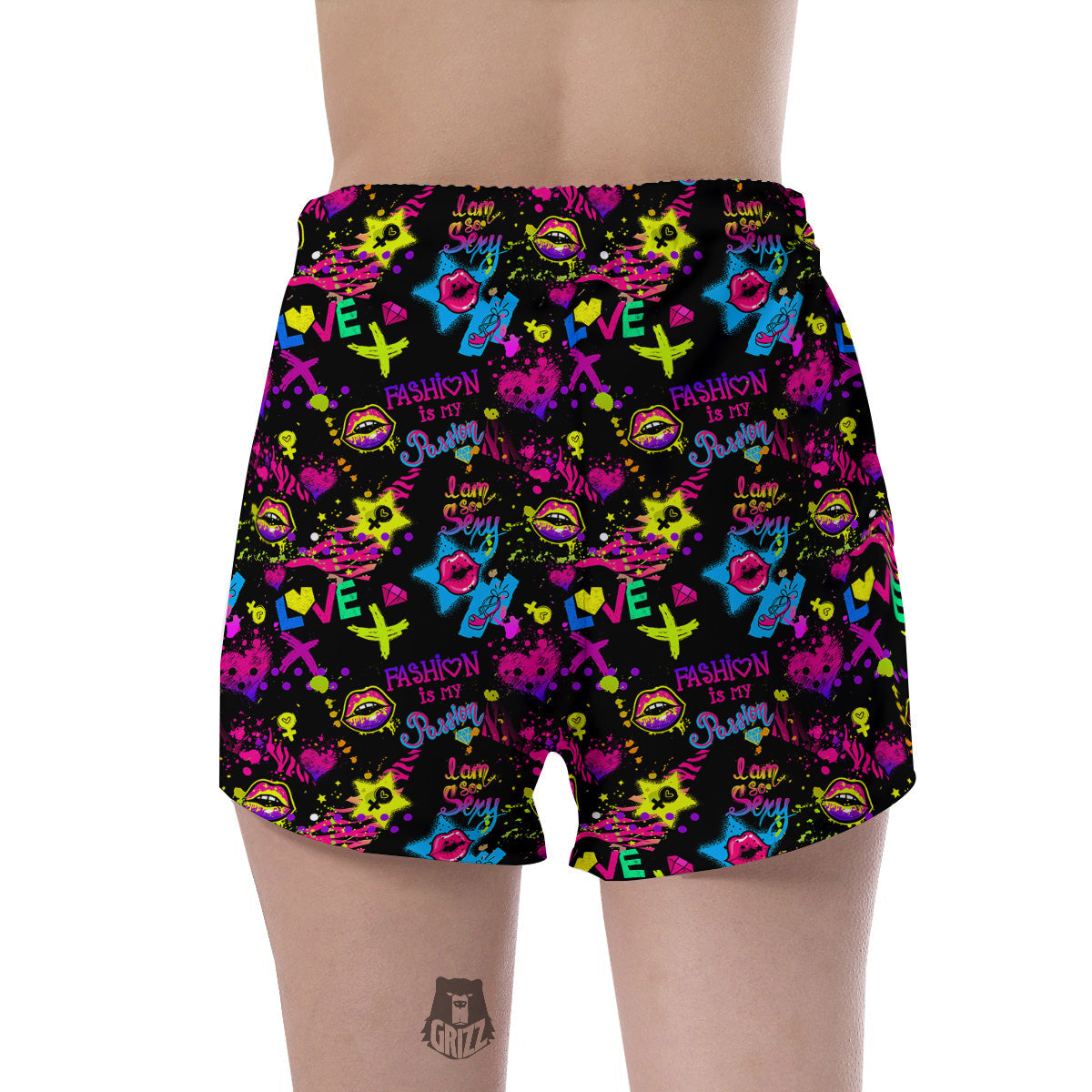 Abstract Graffiti Girlish Spray Paint Print Pattern Women's Shorts-grizzshop