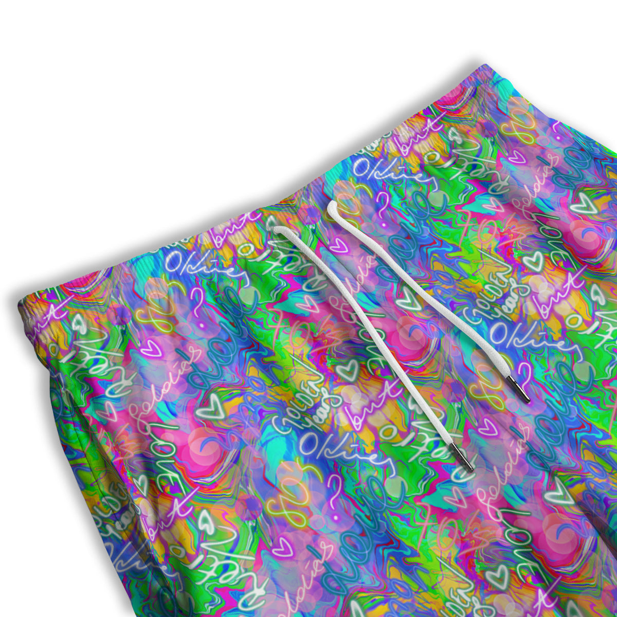 Abstract Graffiti Hand Drawing Neon Retro Print Pattern Men's Athletic Shorts