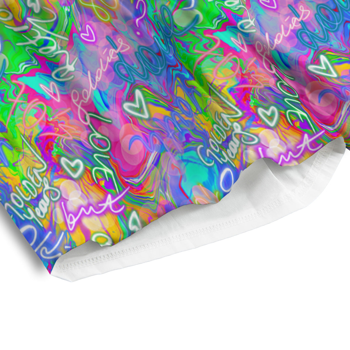 Abstract Graffiti Hand Drawing Neon Retro Print Pattern Men's Athletic Shorts