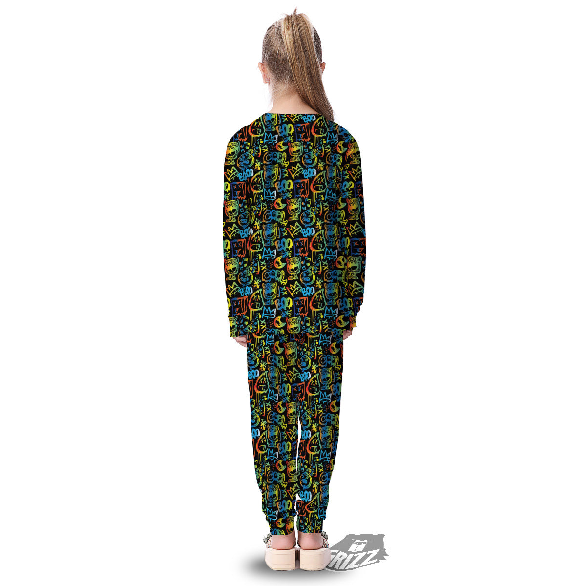 Abstract Graffiti Neon Monsters Print Pattern Kid's Pajamas-grizzshop