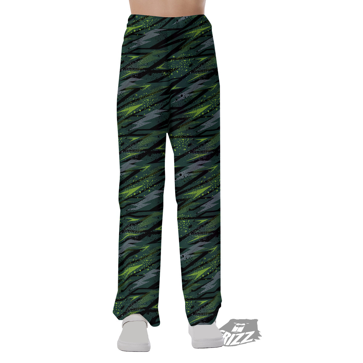 Abstract Green Lightning Print Pattern Pajama Pants-grizzshop