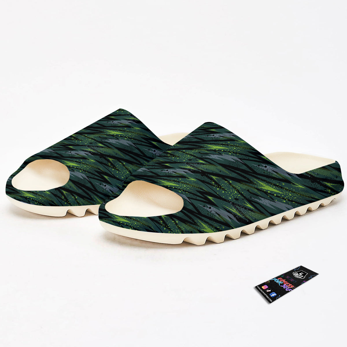 Abstract Green Lightning Print Pattern Sandals-grizzshop
