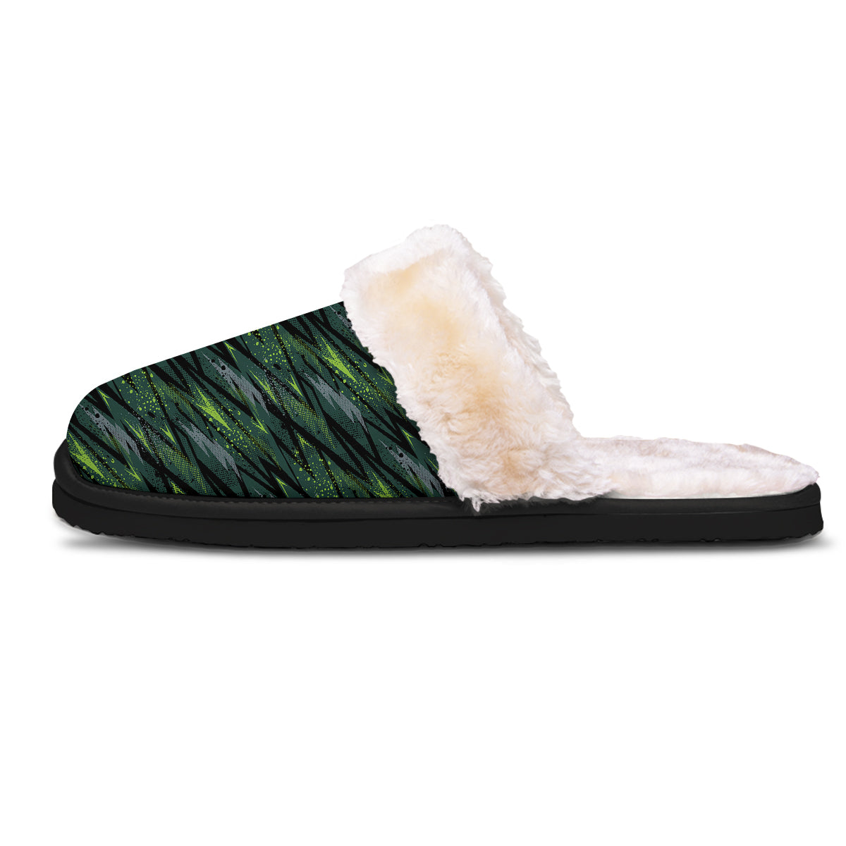 Abstract Green Lightning Print Pattern Slippers-grizzshop