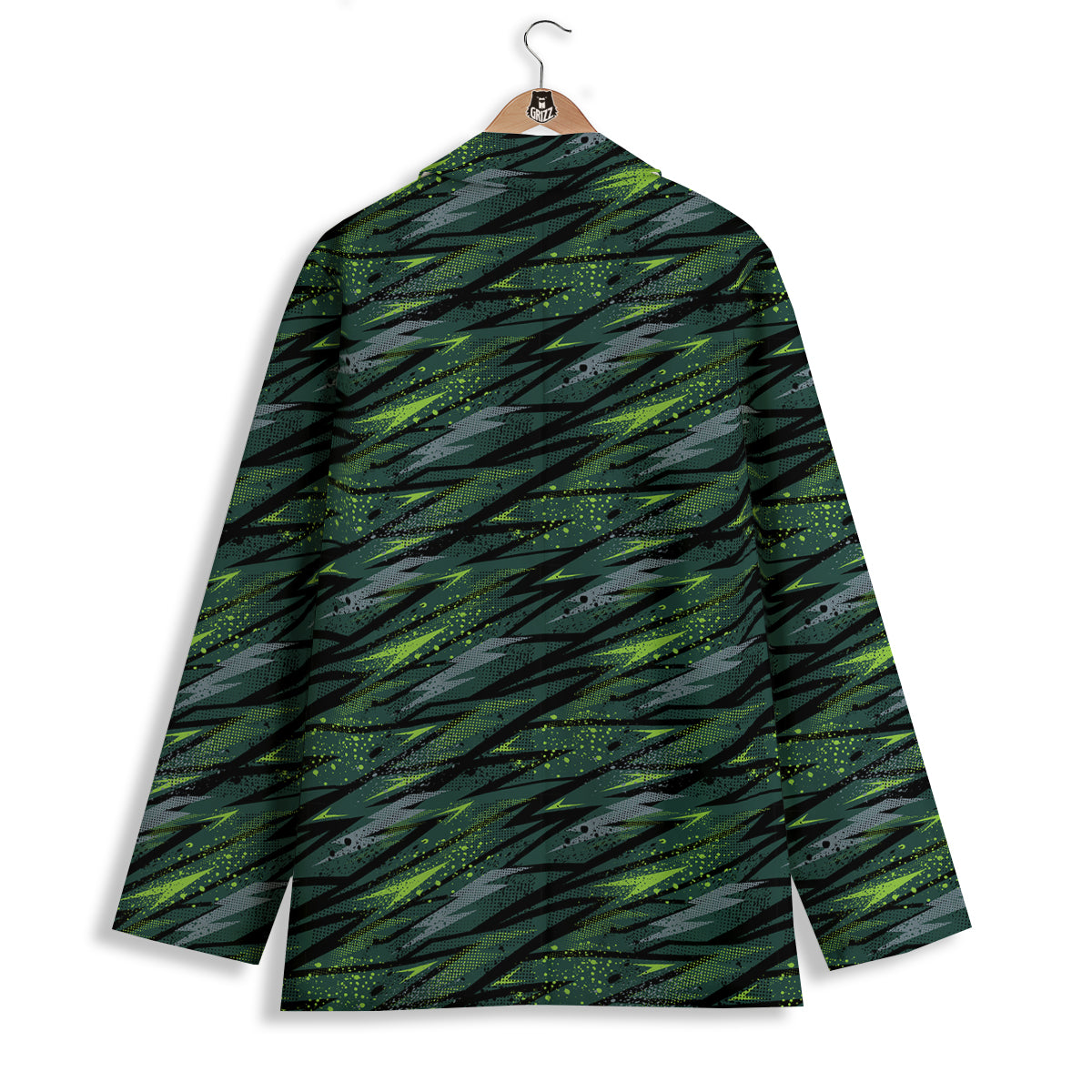 Abstract Green Lightning Print Pattern Women's Blazer-grizzshop