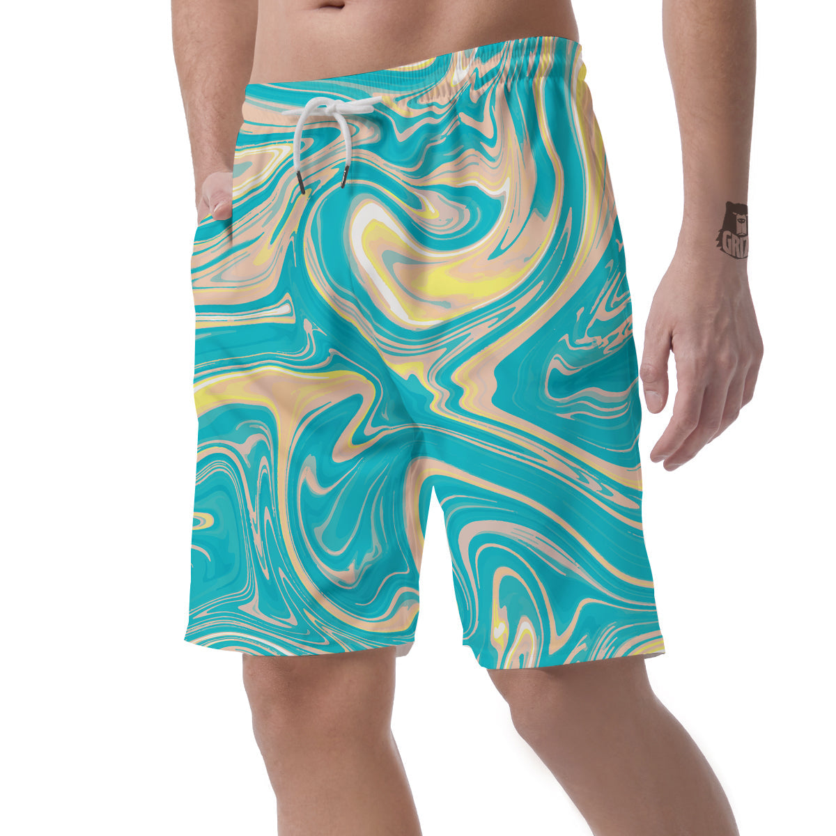 Abstract Green Marble Men's Shorts-grizzshop