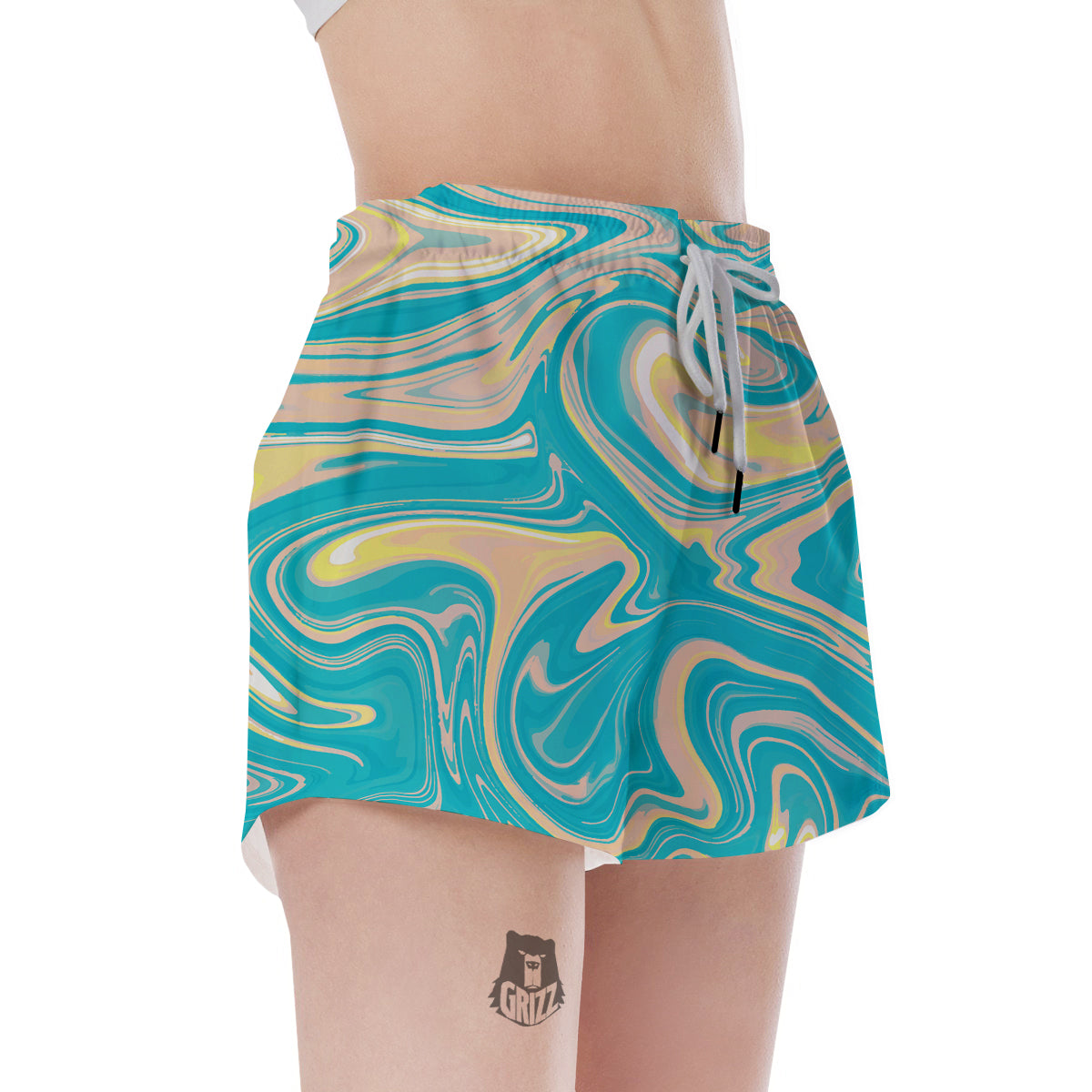 Abstract Green Marble Women's Shorts-grizzshop