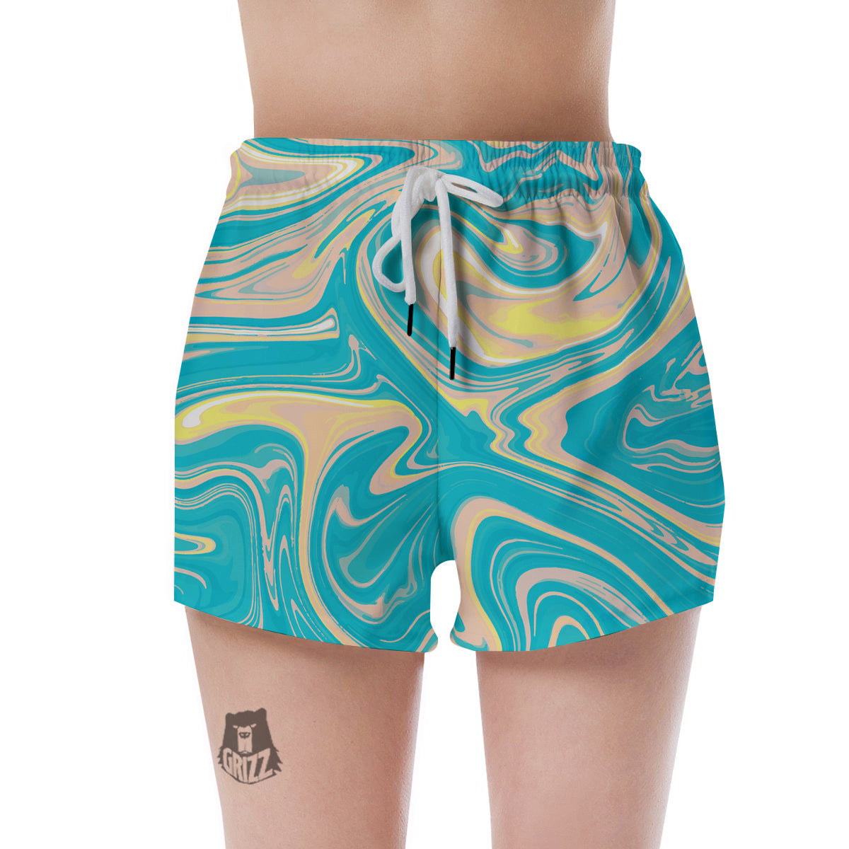 Abstract Green Marble Women's Shorts-grizzshop