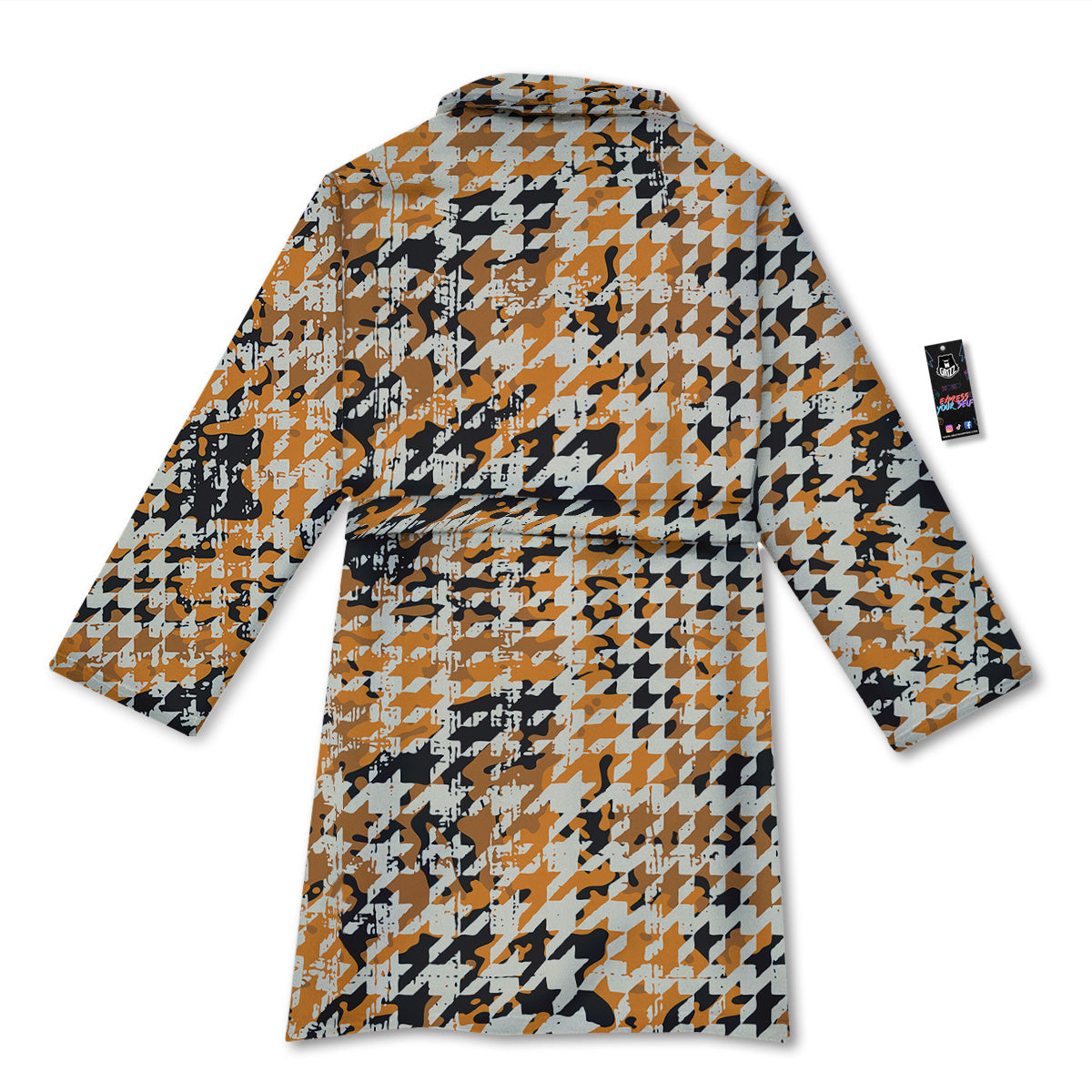 Abstract Grunge Houndstooth Camo Print Pattern Bathrobe-grizzshop
