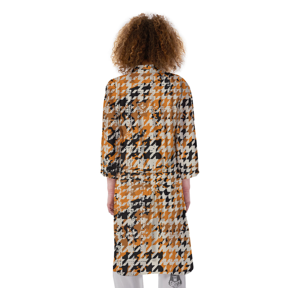 Abstract Grunge Houndstooth Camo Print Pattern Kimono-grizzshop